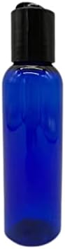 2 עוז בקבוקי פלסטיק כחולים קוסמו -12 אריזה לבקבוק ריק ניתן למילוי מחדש - BPA בחינם - שמנים אתרים - ארומתרפיה | כובע דיסק של לחץ על השחורה